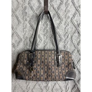 FOSSIL VINTAGE Y2K Signature Canvas Leather Small SHOULDER BAG PURSE